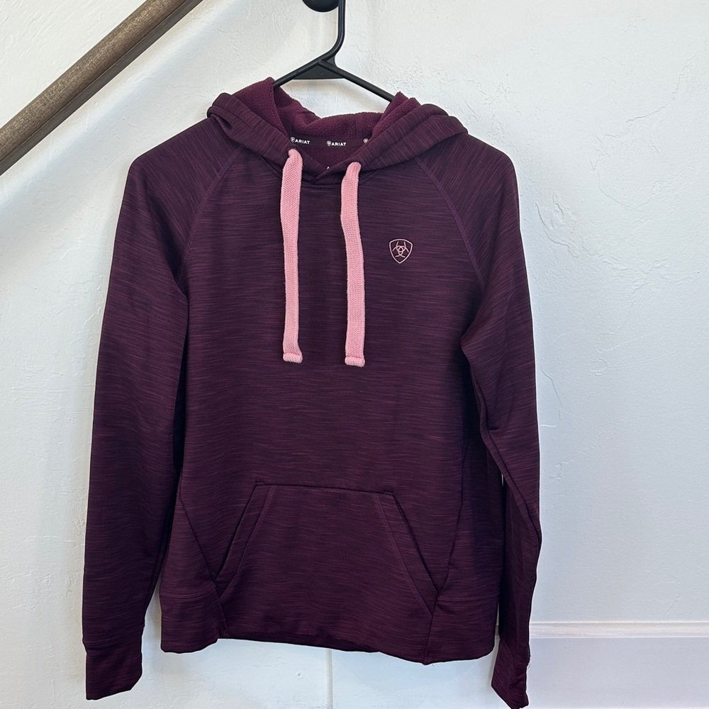 Ariat Women's Heathered Burgundy Hoodie Sweatshirt with Pink Accents